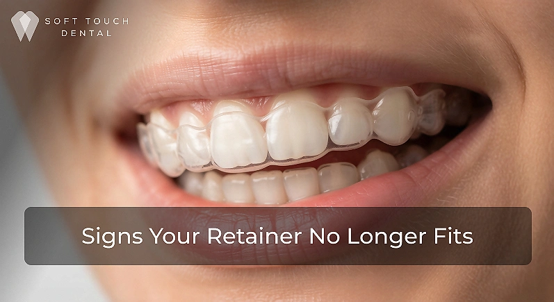 Signs your retainer no longer fits — smiling patient with Invisalign retainer